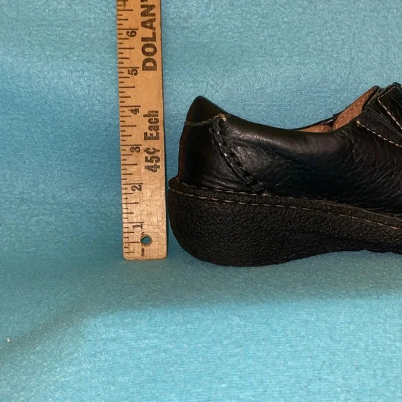 CLARKS Artisan Inca Meg leather zipper front wedge slip-on black NEW size 7.5 M - Picture 9 of 10